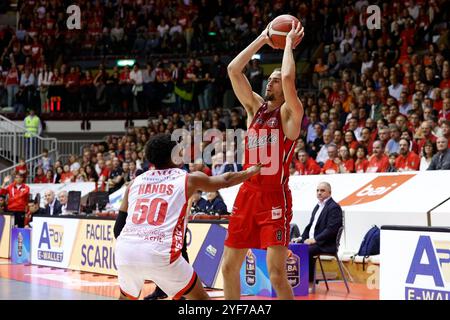 Trieste, Italie. 03 Nov, 2024. Lodovico Deangeli de Pallacanestro Trieste en action pendant le match Pallacanestro Trieste - Openjobmetis Varese match de la saison régulière Lega basket Serie A 2024/2025 - Round 6 à Trieste (Italie), 3 novembre 2024 (photo Gilardi/Ciamillo/LaPresse) crédit : LaPresse/Alamy Live News Banque D'Images