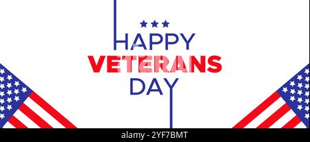 Happy Veterans Day Lettering Text USA Flag Banner Template Design for Celebration United States Holiday Illustration de Vecteur