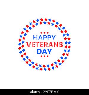 Happy Veterans Day Typography Stars logo arrondi pour United Sates Holiday Celebration Illustration de Vecteur