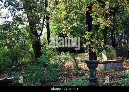 Couleurs d'automne dans le cimetière de Haworth Parsonage, West Yorkshire Banque D'Images