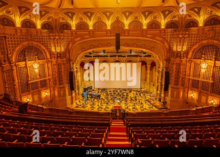 Aperçu de la scène Orpheum Theatre mise en place pour une émission de cinéma à Vancouver Canada Banque D'Images