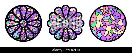 Ensemble d'illustration vectorielle de rosace de verre teinté Illustration de Vecteur