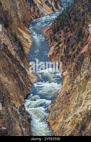 Eaux déchaînées dans le Grand Canyon du Yellowstone dans le parc national de Yellowstone dans le Wyoming Banque D'Images
