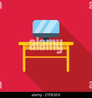 Espace de travail épuré et minimaliste avec un écran d'ordinateur sur un bureau, idéal pour les concepts liés au travail, à la productivité ou à la technologie Illustration de Vecteur