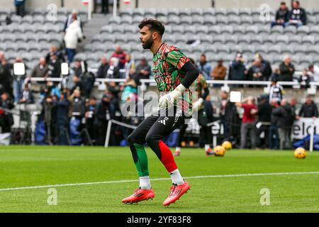 Le gardien de but de l'Arsenal David Raya (22 ans) s'échauffe lors du match Newcastle United FC vs Arsenal FC English premier League à tous James' Park, Newcastle, Angleterre, Royaume-Uni le 2 novembre 2024 crédit : Every second Media/Alamy Live News Banque D'Images
