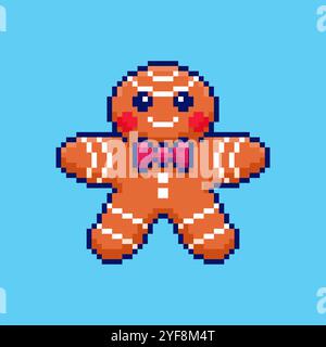 Pixel art Gingerbread Cookie conception d'actifs de jeu Illustration de Vecteur