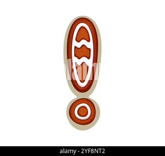 Point d'exclamation de cookie de pain d'épice de police de Noël pour le type de biscuit de Noël, police de caractères vectorielle. Police de Noël de biscuit de pain d'épice comme signe de ponctuation pour la boulangerie de vacances d'hiver et la police de texte de voeux Illustration de Vecteur