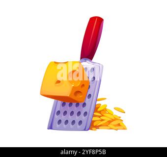 Râpe de fromage sur la râpe pour la cuisson des aliments et le processus de préparation, icône de vecteur. Symbole de râpe à fromage de l'ustensile de préparation des aliments et de l'équipement d'ustensiles de cuisine pour pictogramme ou recette de processus de cuisson Illustration de Vecteur
