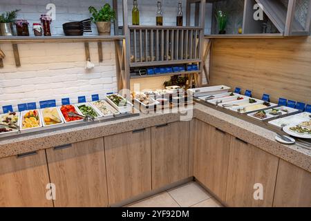 Petit déjeuner buffet à l'hôtel. Sélectionnez un menu de divers produits prêts à l'emploi Banque D'Images