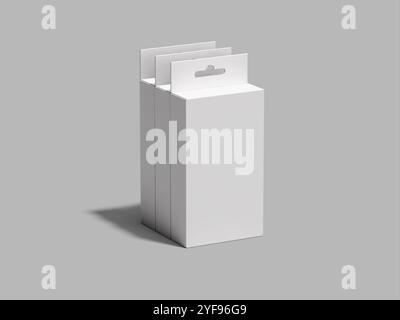 Maquette d'emballage de boîte suspendue vierge rendue 3D. Banque D'Images