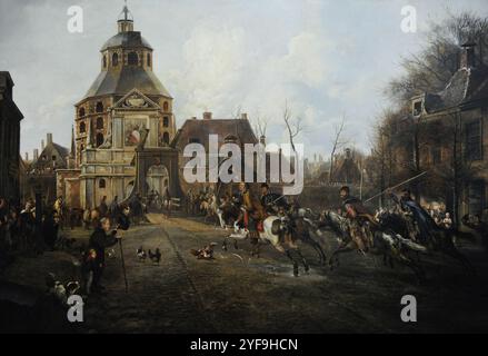 Pieter van OS (Pieter Gerardus van OS) (1776-1839) Peintre et graveur néerlandais. L'arrivée des Cosaques à Utrecht en 1813. Huile sur toile, 1816. Centraal Museum. Utrecht, pays-Bas. Banque D'Images