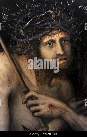 Lucas Cranach l'ancien (1472-1553) et atelier. Peintre et graveur allemand. Man of Sorrows, vers 1520. Détail du verso du panneau de la bénédiction de Christ enfant. Huile sur panneau de tilleul, 53,1 x 30,3 cm. Galerie nationale Prague (Palais Sternberg). République tchèque. Banque D'Images