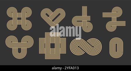 Arche zen, lignes géométriques abstraites des formes contemporaines. Définissez des bordures esthétiques minimales modernes, des cadres, des coins. Les bandes équilibrent les éléments. . Illustration vectorielle Illustration de Vecteur