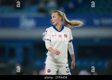 Everton FC v Chelsea FC- Barclays Women's Super League LIVERPOOL, ANGLETERRE - 2 novembre 2024 Aggie Beever-Jones lors du match de Super League féminin entre Everton FC et Liverpool au Goodison Park le 2 novembre à Liverpool, Royaume-Uni. (Photo Alan Edwards) Banque D'Images