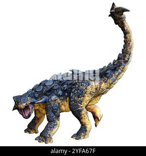 Rendu 3D d'un dinosaure Ankylosaurus isolé sur fond blanc Banque D'Images