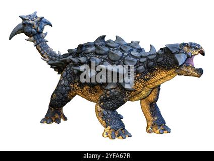 Rendu 3D d'un dinosaure Ankylosaurus isolé sur fond blanc Banque D'Images