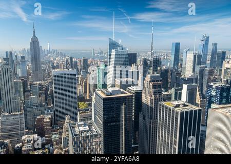 Vue aérienne du centre-ville de New York dans l'après-midi Banque D'Images