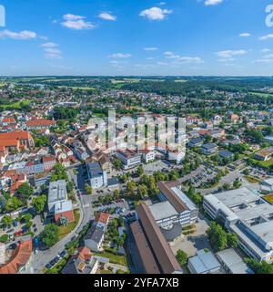 Vue aérienne d'Eggenfelden, centre économique du quartier de basse-Bavière de Rottal-Inn Banque D'Images