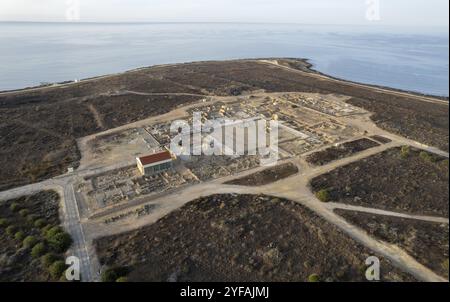 Drone paysage aérien du parc archéologique, lieu antique, Nea Paphos, chypre Banque D'Images