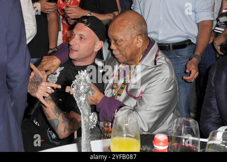 Ischia Quincy Jones et Clementino participent au Ischia Global film & Music Fest 2018. Quincy Jones célèbre musicien et producteur américain a été honoré avec le William Walton Music Legend Award. Banque D'Images