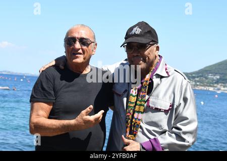 Ischia Quincy Jones et Tony Renis participent au Ischia Global film & Music Fest 2018. Quincy Jones célèbre musicien et producteur américain a été honoré avec le William Walton Music Legend Award. Banque D'Images