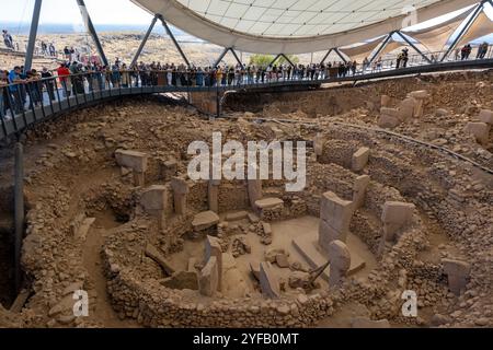Site ancien de Göbeklitepe, probablement le premier temple et site de culte de l'histoire humaine, Şanlıurfa Türkiye Banque D'Images