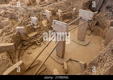 Site ancien de Göbeklitepe, probablement le premier temple et site de culte de l'histoire humaine, Şanlıurfa Türkiye Banque D'Images