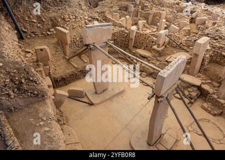 Site ancien de Göbeklitepe, probablement le premier temple et site de culte de l'histoire humaine, Şanlıurfa Türkiye Banque D'Images