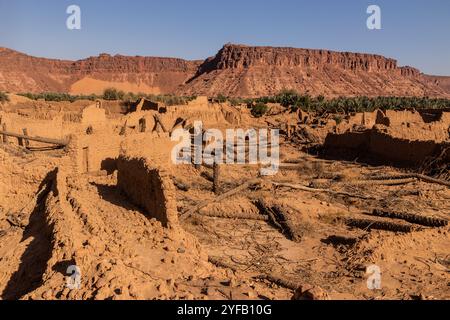 Ruines de maisons de boue dans la vieille ville d'Al Ula, Arabie Saoudite Banque D'Images