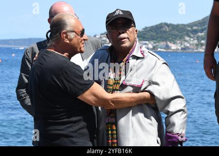 Ischia Quincy Jones et Tony Renis participent au Ischia Global film & Music Fest 2018. Quincy Jones célèbre musicien et producteur américain a été honoré avec le William Walton Music Legend Award. (Photo de Luigi Iorio / SOPA images/SIPA USA) Banque D'Images