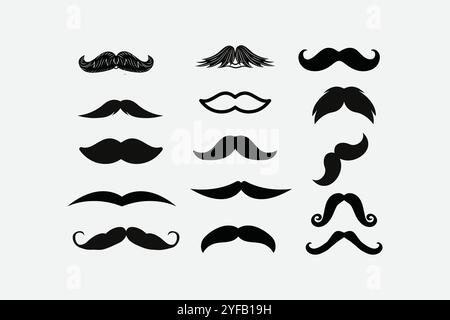 Ensemble de moustaches silhouette illustration vectorielle, fichier facilement modifiable Illustration de Vecteur