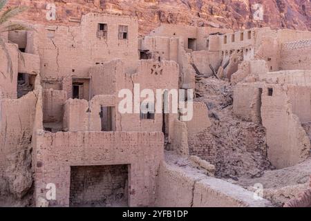 Ruines de maisons de boue dans la vieille ville d'Al Ula, Arabie Saoudite Banque D'Images