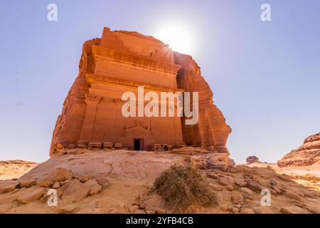 Qasr al Farid (château solitaire) tombe sur le site de Hegra (Mada'in Salih) près d'Al Ula, Arabie Saoudite Banque D'Images