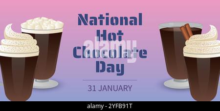 Journée nationale du chocolat chaud. Affiche, bannière, flyer, playbill. Illustration de Vecteur