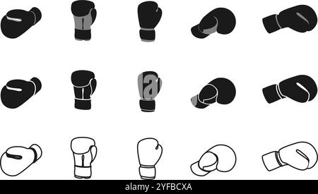 illustration vectorielle d'ensemble d'icônes de gants de boxe isolée sur fond blanc. Illustration de Vecteur
