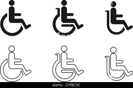 symbole d'icône de handicap symbole handicap ou illustration vectorielle de jeu d'icône de handicap isolé sur fond blanc. Illustration de Vecteur