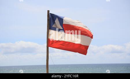 salvador, bahia, brésil - 30 décembre 2023 : vue du drapeau de l'État de Bahia. Banque D'Images