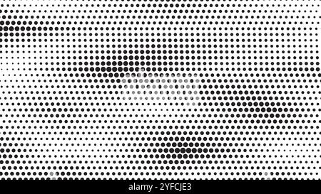 Texture de motif dégradé de points demi-teintes rétro. Fond noir et blanc abstrait fait de cercles, illusion d'optique. Vector op art Illustration de Vecteur