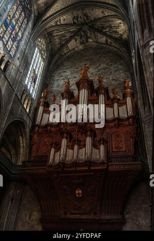 Orgue de la cathédrale de Narbonne, dédié à Saint-Just-et-Saint-Pasteur ou Saints Justus et Pasteur, Narbona, Occitanie, France Banque D'Images