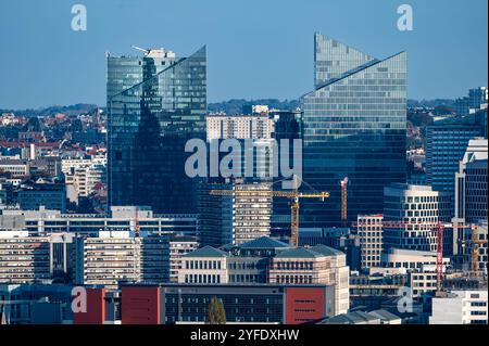 Panorama panoramique sur le quartier des affaires de Bruxelles, région de Bruxelles-capitale, Belgique, 24 octobre 2024 Banque D'Images