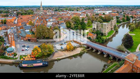 Vue aérienne de Newark-on-Trent, ville marchande et paroisse civile dans le district de Newark et Sherwood dans le Nottinghamshire, Angleterre, Royaume-Uni Banque D'Images