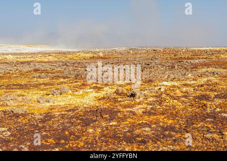 Spings colorés de l'acide à Dallol, dépression de Danakil, Ethiopie Banque D'Images