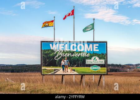 Panneau de bienvenue situé à l'entrée du parc naturel Irving à Saint John, au Nouveau-Brunswick. Le parc est un site de 600 acres (243 hectares) créé par J.D. Banque D'Images