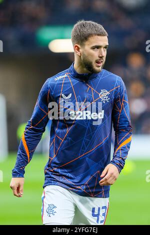 Nicolas Raskin, footballeur professionnel, joue actuellement avec le Rangers FC, un club écossais de premier rang basé à Glasgow. Banque D'Images