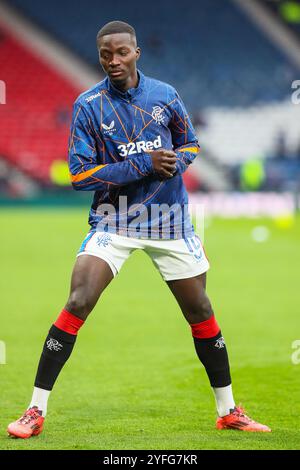 Mohamed Diomande, footballeur professionnel, joue actuellement avec le Rangers FC, un club écossais de premier rang basé à Glasgow. Banque D'Images