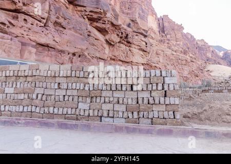 Séchage de briques de boue dans la vieille ville d'Al Ula, Arabie Saoudite Banque D'Images