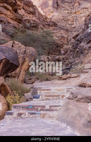 Chemin vers le site de Jabal Ikmah à Al Ula, Arabie Saoudite Banque D'Images