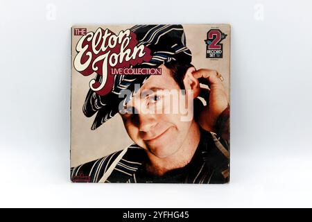 Couverture d'album LP vinyle pour le double disque de elton john Live Recording Live collection - 2 disques set Banque D'Images