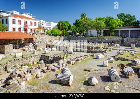 Les ruines du mausolée à Halicarnasse à Bodrum, Turquie Banque D'Images