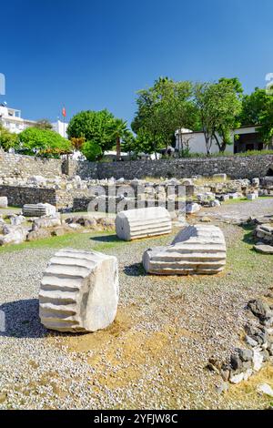 Les ruines du mausolée à Halicarnasse à Bodrum, Turquie Banque D'Images